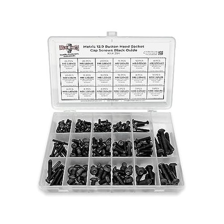 Boltsandnuts.Com Metric 12.9 Alloy Allen Button Head Socket Cap Screws Bolts Black Oxide Assortment - 211 PCS Assortment Kit #294